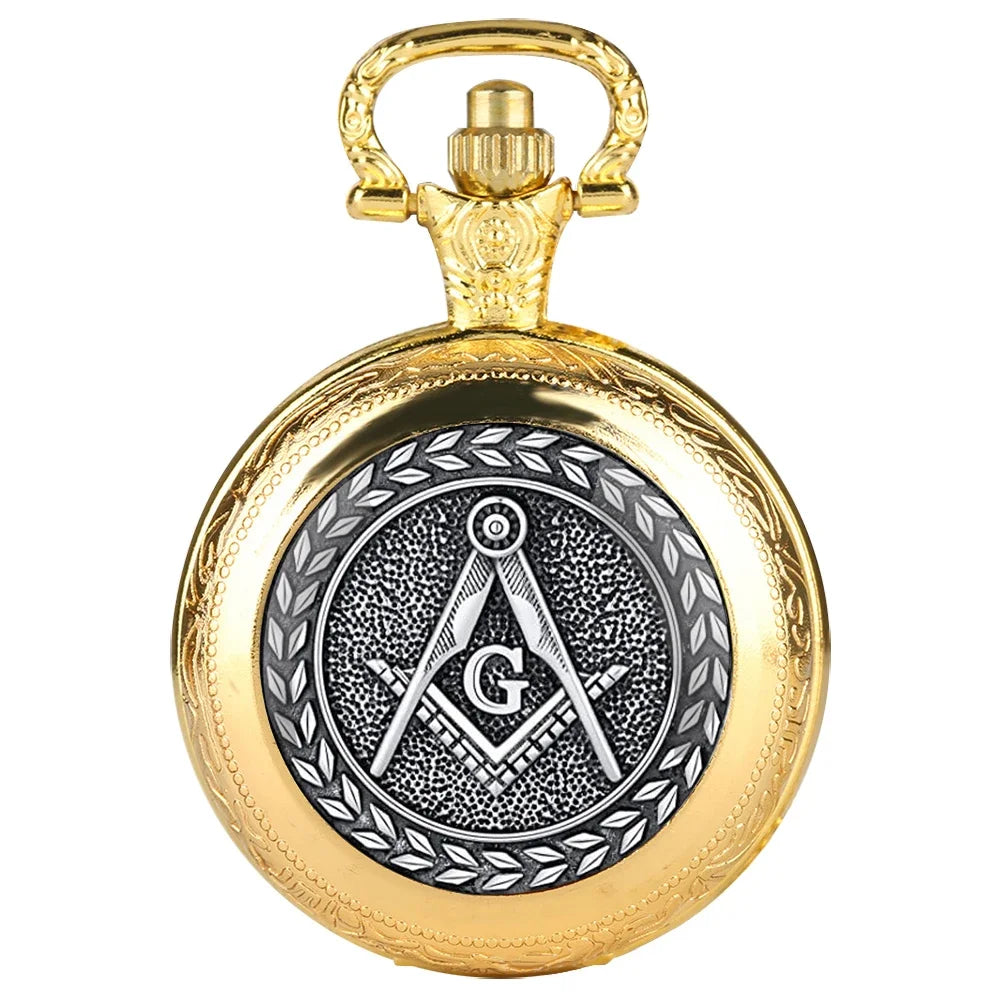 Free and Accepted Masons Glass Dome Pocket Watch with Chain Fashion Necklace Pendant Chain Jewelry Gifts Men Women Clock