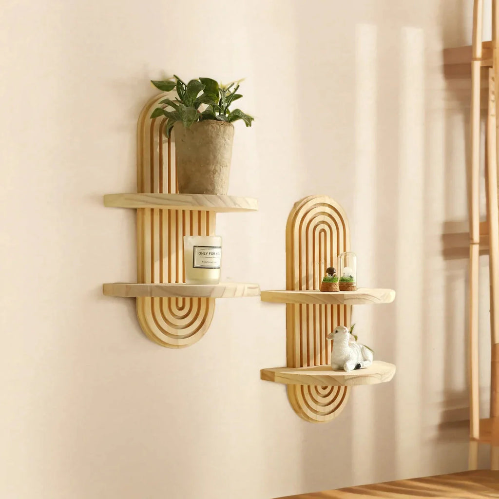 Boho Wooden Shelves for Wall Decorative Book Floating Wall Shelf for Living Room Bathroom Bedroom Classroom Office Nursery Home
