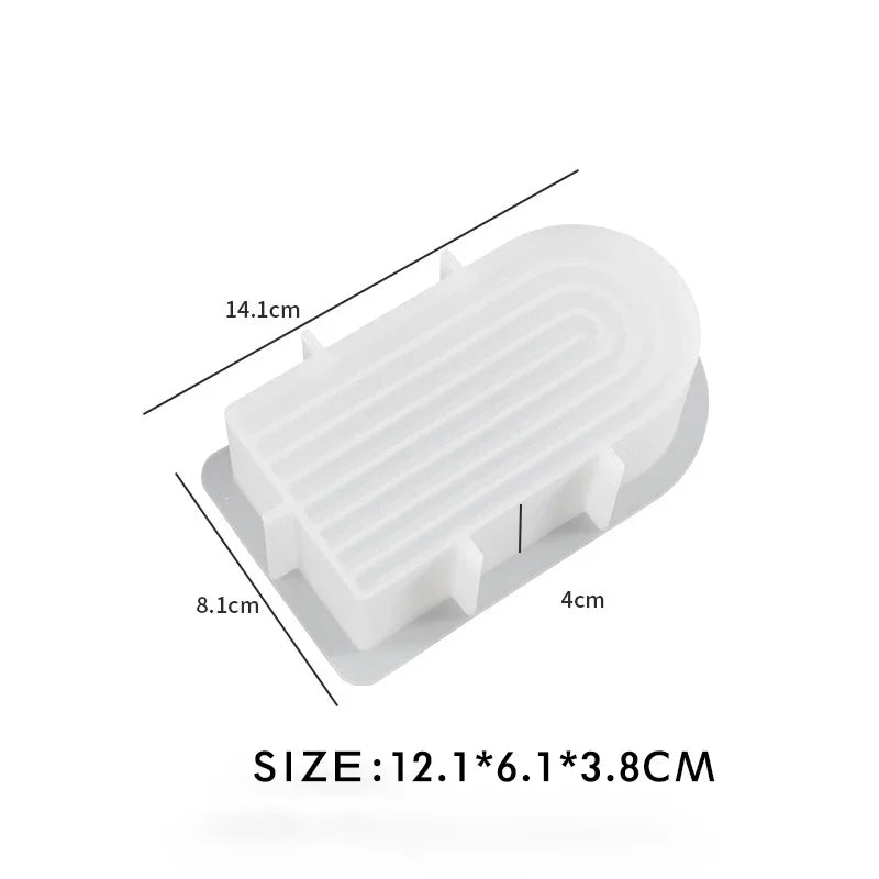 Rainbow Arch Candle Mold, Striped U-Shaped Silicone Mold, Abstract Architectural Resin Moulds for Soap Tray, Handmade Candle 1pc