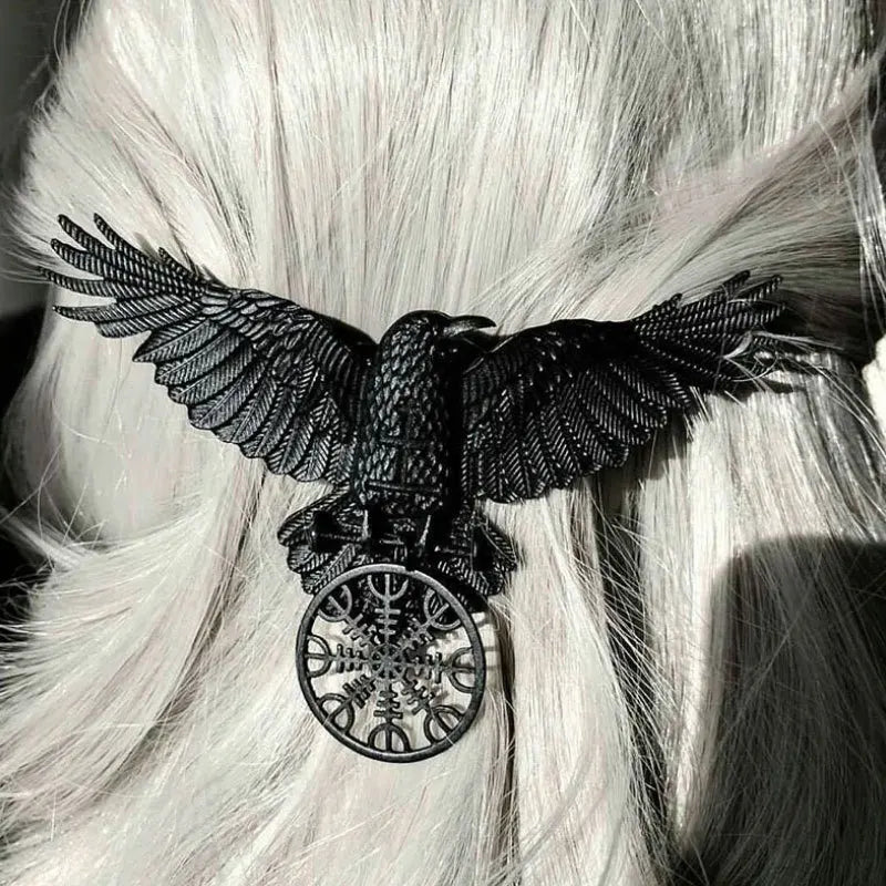 Gothic Hair Clip Crow Design Metal Barrette for Women | | Wiccan Center