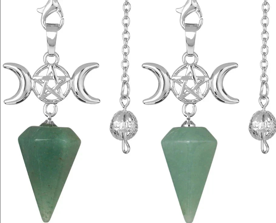 Triple Moon Pentacle Crystal Pendulums | Pendulums | Wiccan Center