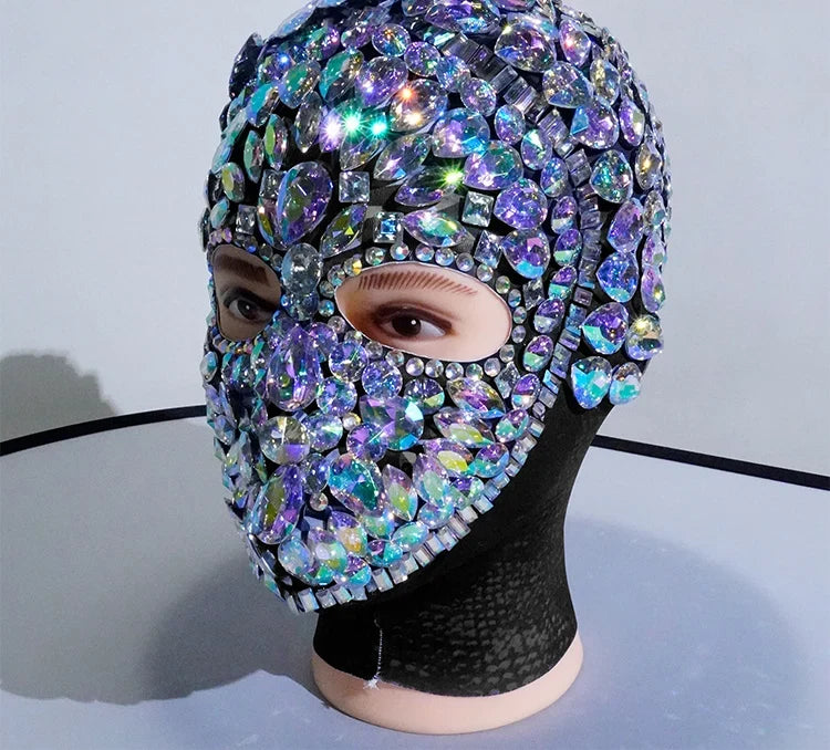 Super Shiny Rhinestone Full Face Headwear Mask | Masks | Wiccan Center