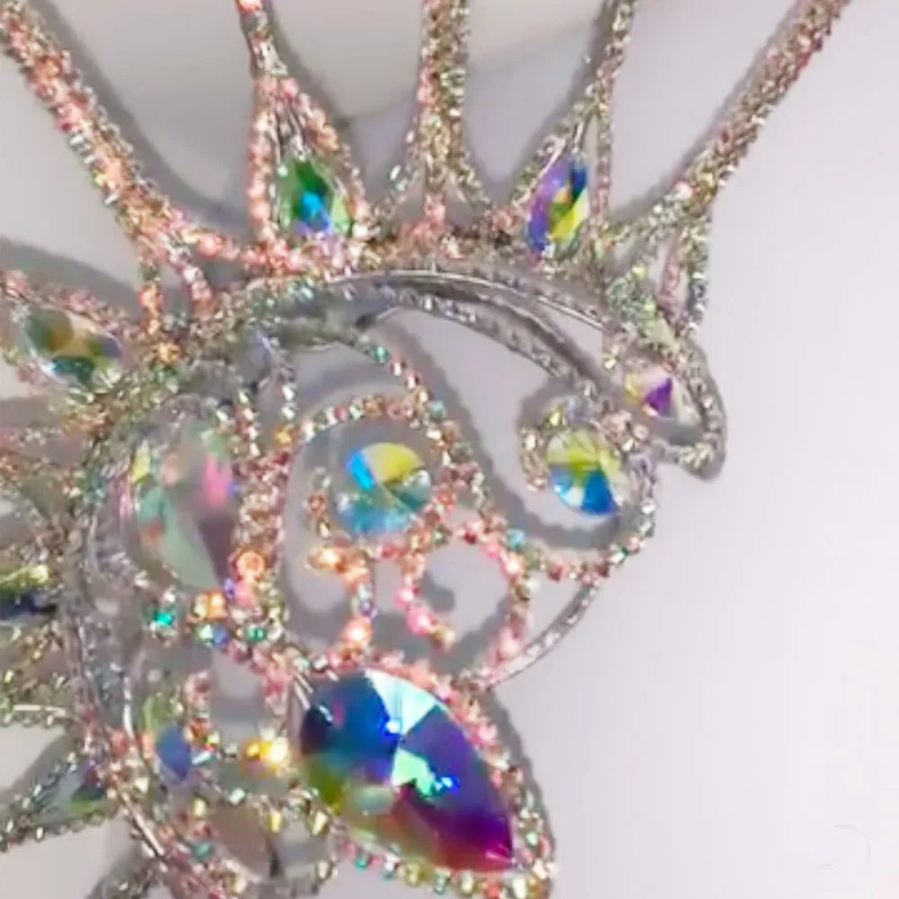 Luxury Peacock Rhinestone Statement Crown – Oversized Crystal Headpiece & Show-Stopping Hair Adornment for Fashion Shows, Galas & Festivals