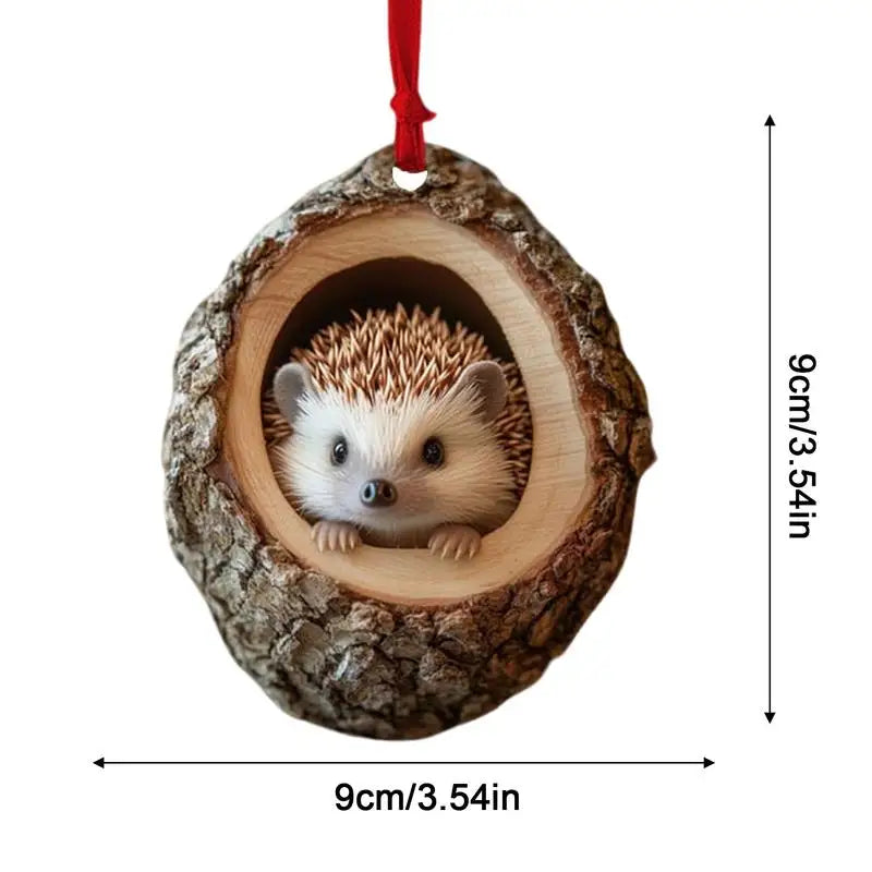 2024 Animal Christmas Ornaments 2D Cute Acrylic Raccoon Cat Owl Squirrel Animal Pendant for Christmas Tree Decoration