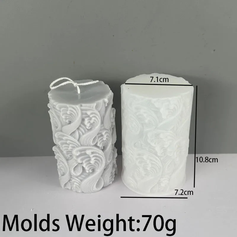 Flower Butterfly Columnar Silicone Candle Mold DIY Waves Soap Resin Plaster Making Tool Geometry Chocolate Mould Home Decor Gift