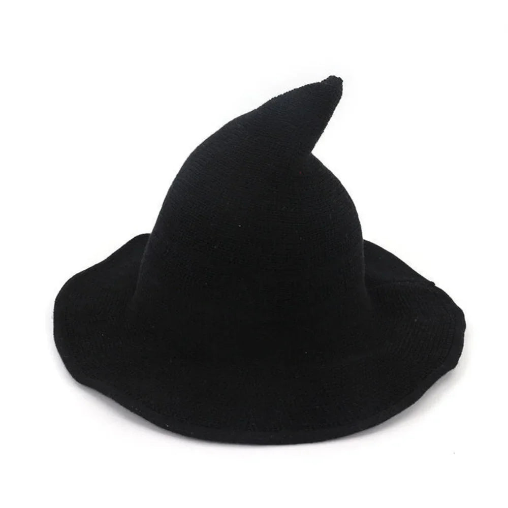 Halloween Witch Hat Long Point Knitted Cap with Wide Brim for Adults | | Wiccan Center