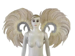 Showgirl Feather Wing Backpiece with Rhinestone Scroll Frames | Back Pieces | Wiccan Center