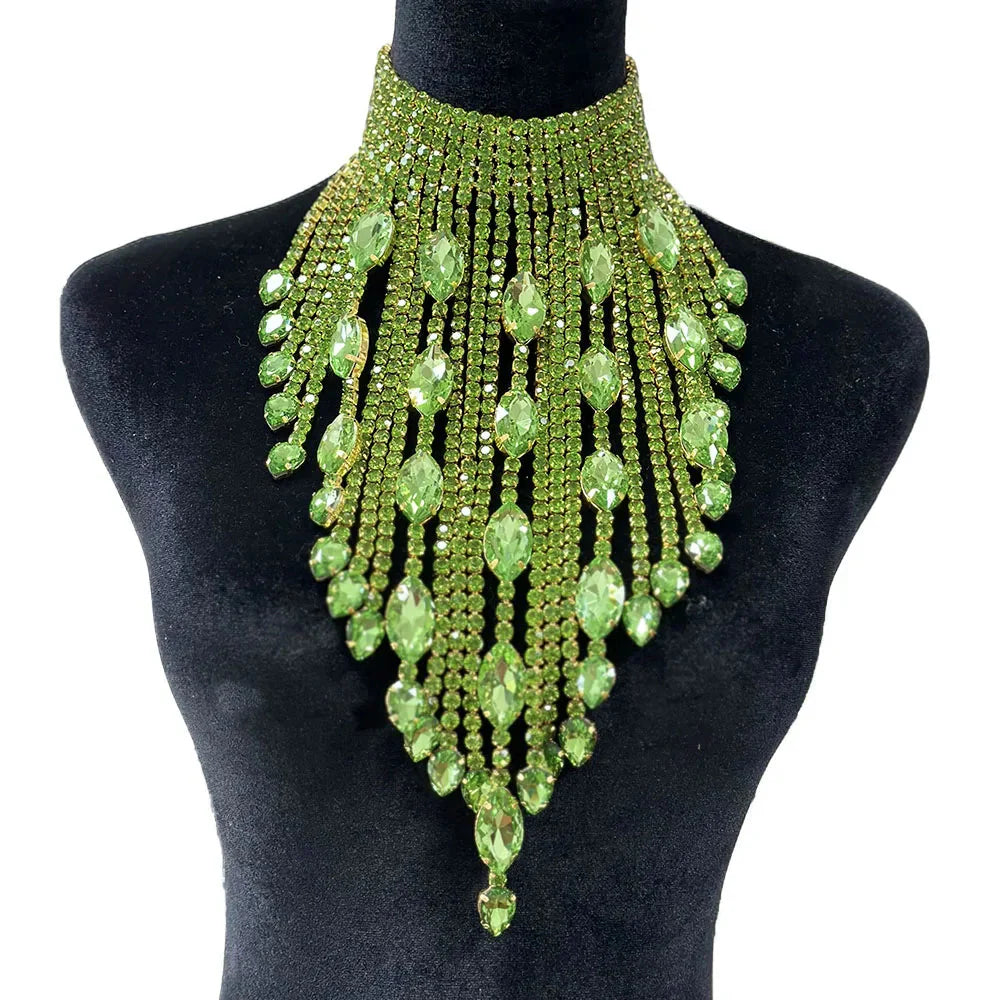 Rhinestone Crystal Long Fringe Tassel Crystal Drop | Necklaces | Wiccan Center