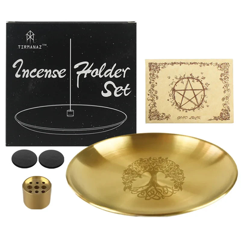 Gold Altar Plates | incense holder | Wiccan Center