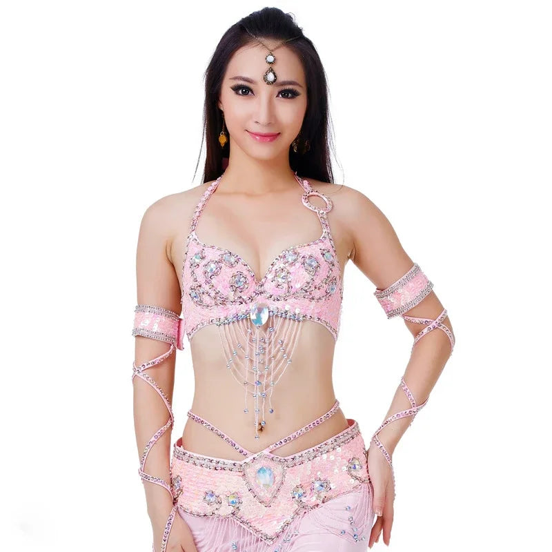 Dazzling Beaded Belly Dance Bra & Belt 2-Piece Costume Outfit Set | Costume Sets | Wiccan Center
