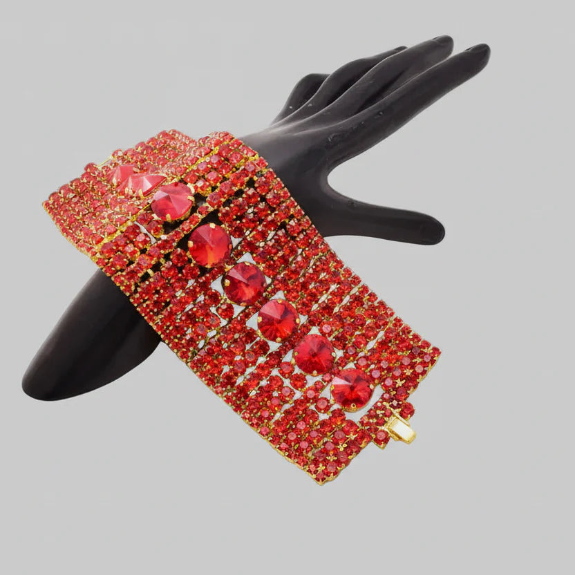 Gold-Plated Crystal Rhinestone Cuff | Bracelets | Wiccan Center