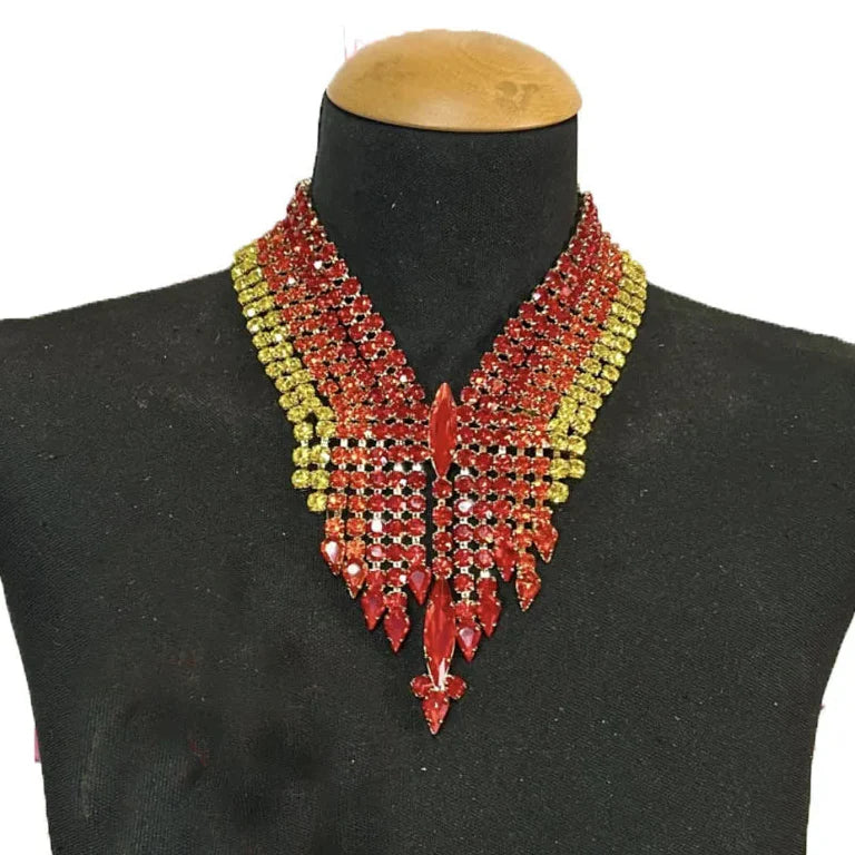 Rhinestone V-Neck Chain Crystal Drop