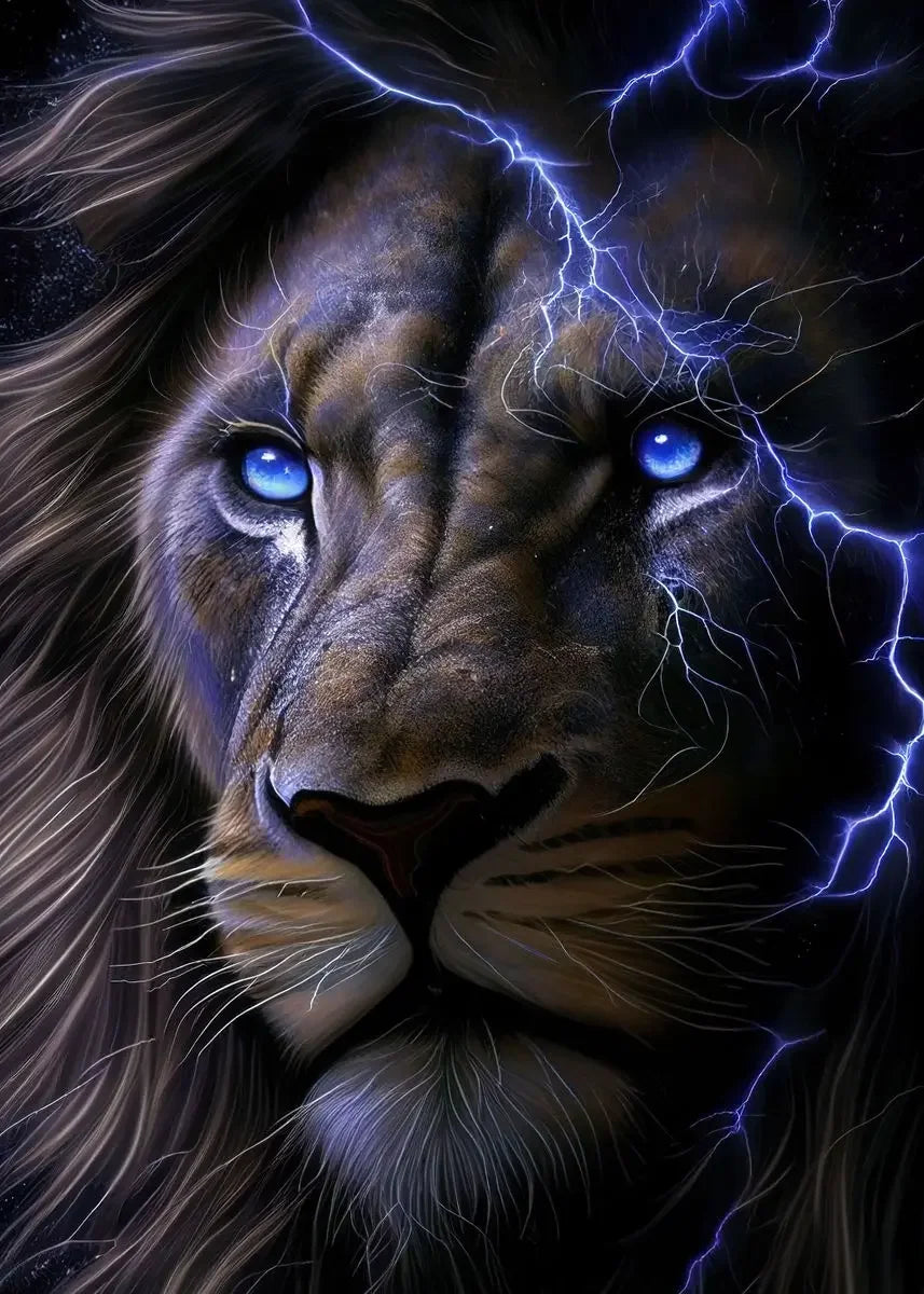 Classic Vintage Animal Wall Art Black Gold Light Coloured Lion HD Canvas Printed Poster Home Living Room Bedroom Decoration