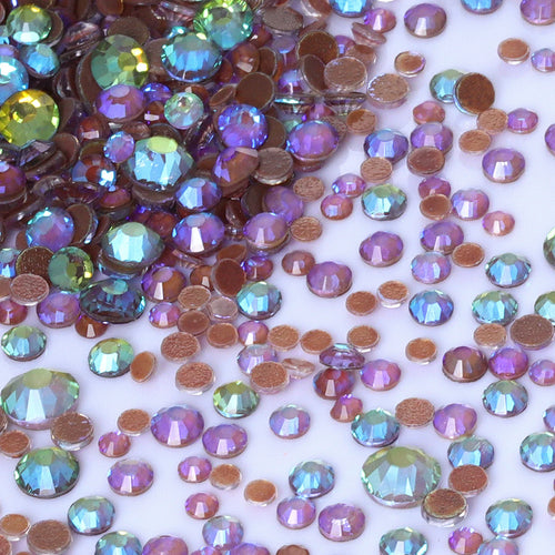 1440PC Mix Size SS6-SS20 Mocha Shimmer Neon Glass FlatBack Non-Hotfix Rhinestones | Non-Hotfix | Wiccan Center