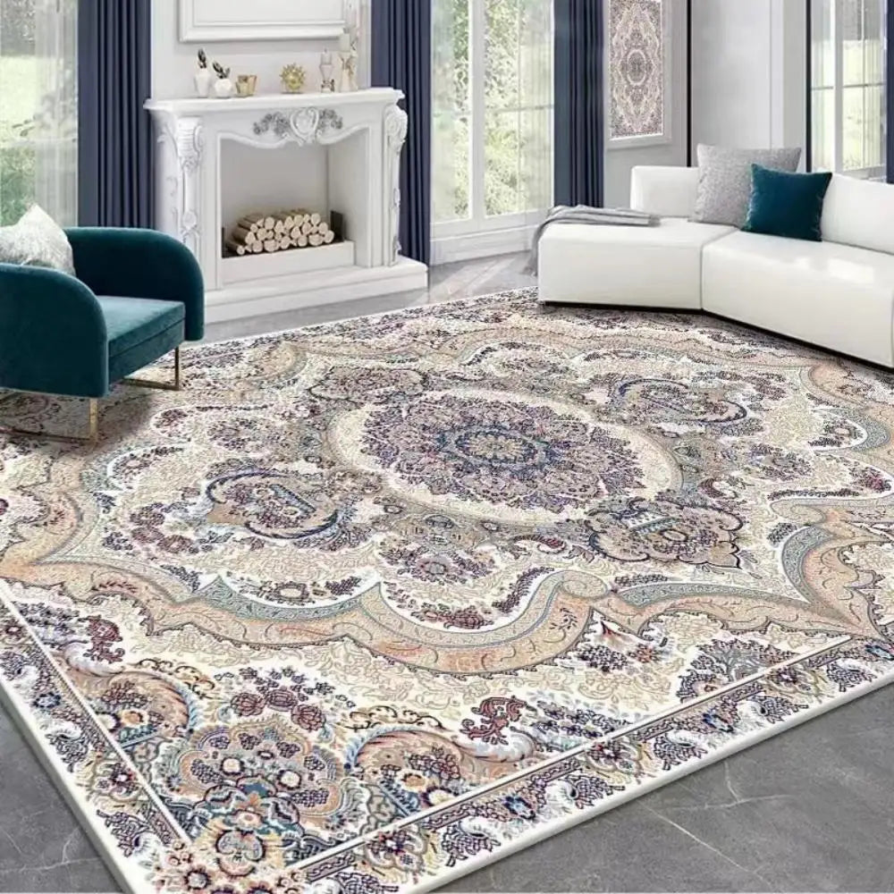 VIKAMA Boho Luxury Carpet Crystal Velvet Bedroom Living Room Mat Home Decor Vintage Exotic Modern Minimalist Large Area Carpet