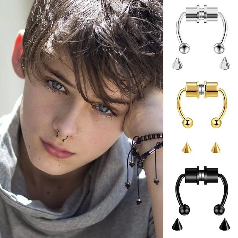 Stainless Steel Magnet Fake Nose Ring Hoop Fake Piercing Hoop Septum Rings For Women Fashion Gothic Rock Body Jewelry Gifts | | Wiccan Center