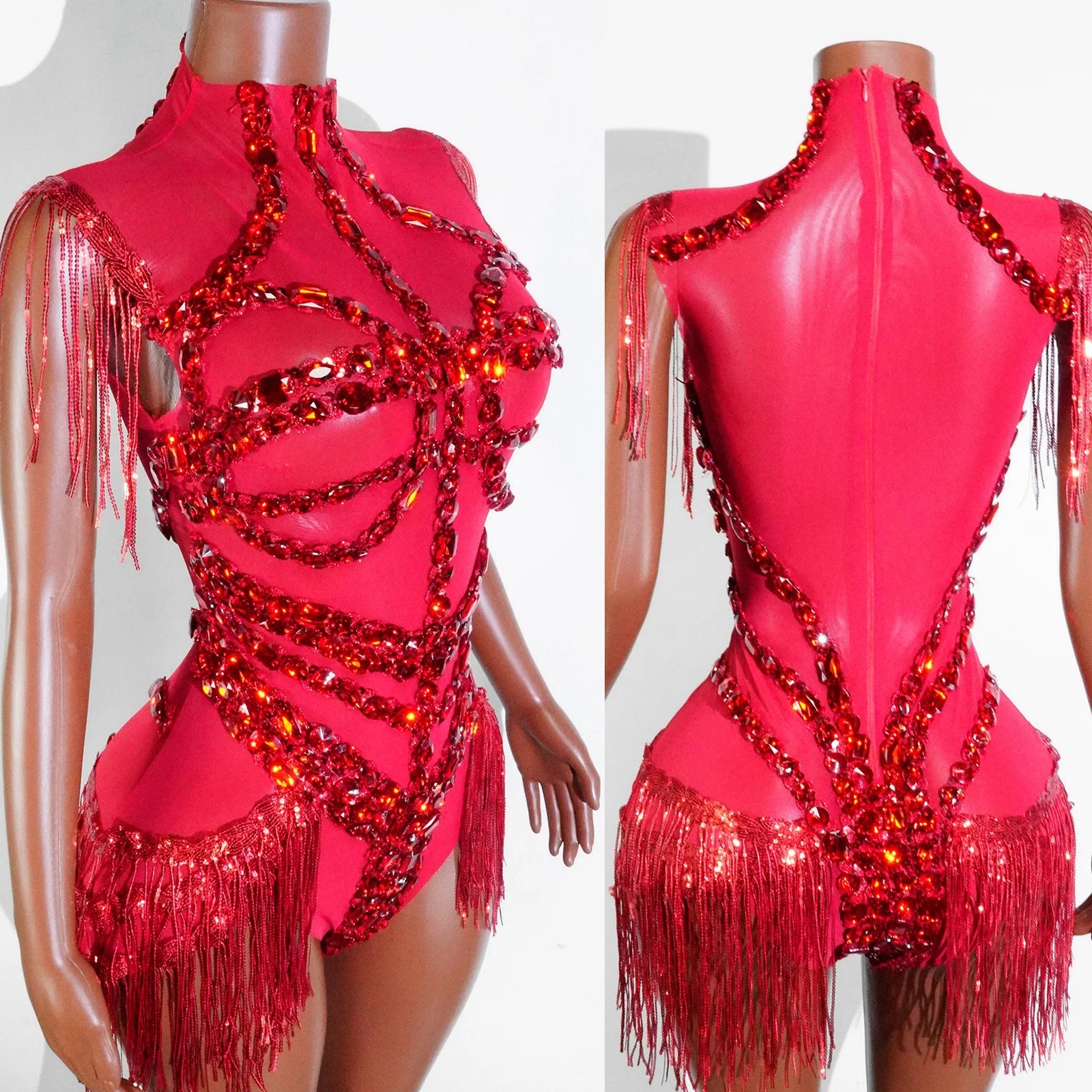 The Stardust Midnight Cabaret Bodysuit – Luxury Rhinestone & Mesh Showgirl Costume | Bodysuit | Wiccan Center