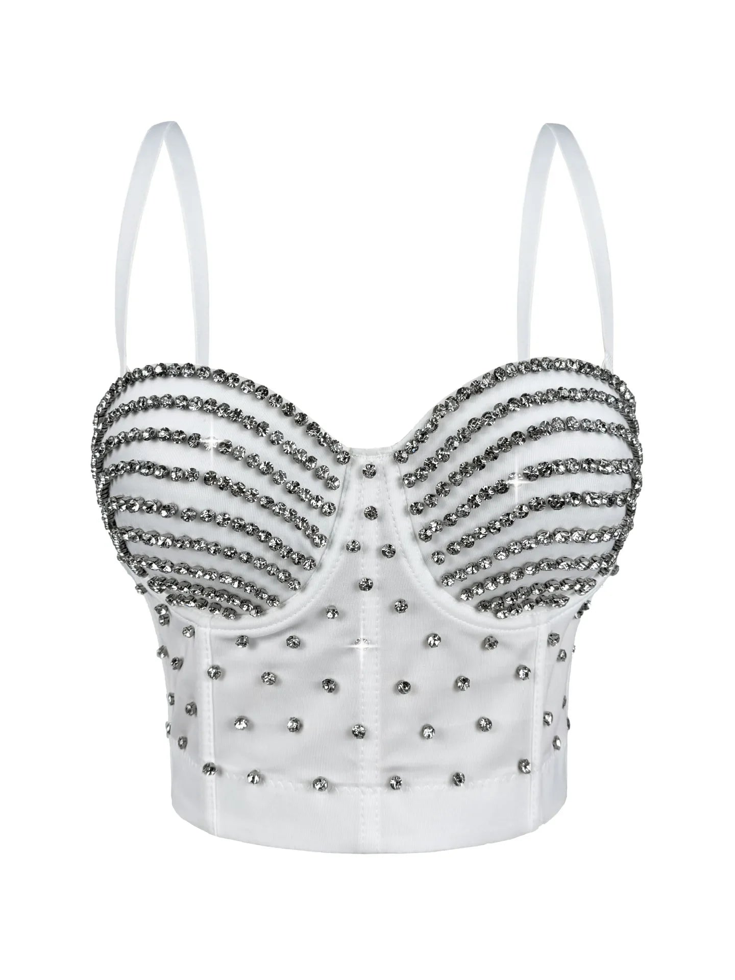 The Stardust Prism Siren – Embroidered Diamond Bustier Corset Crop Top
