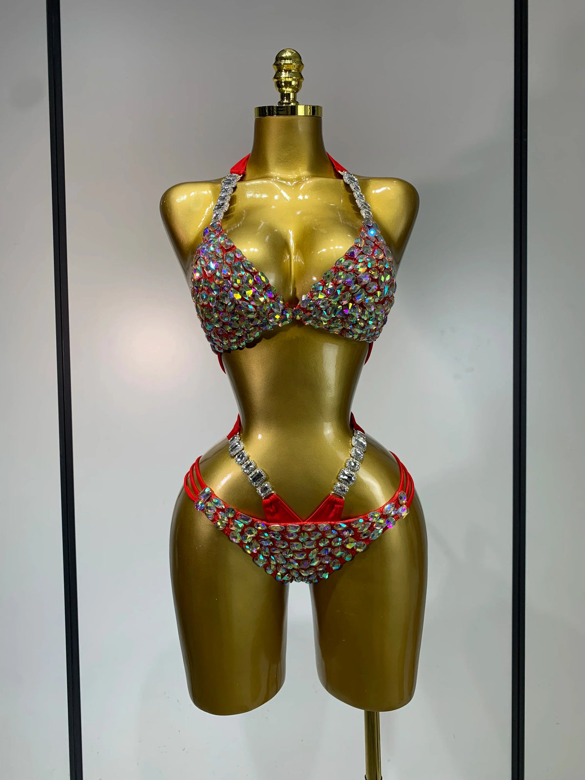 Crystal Diamond Bikini Two-Piece Set Sparkle Stage Performance Outfit | Costume Sets | Wiccan Center