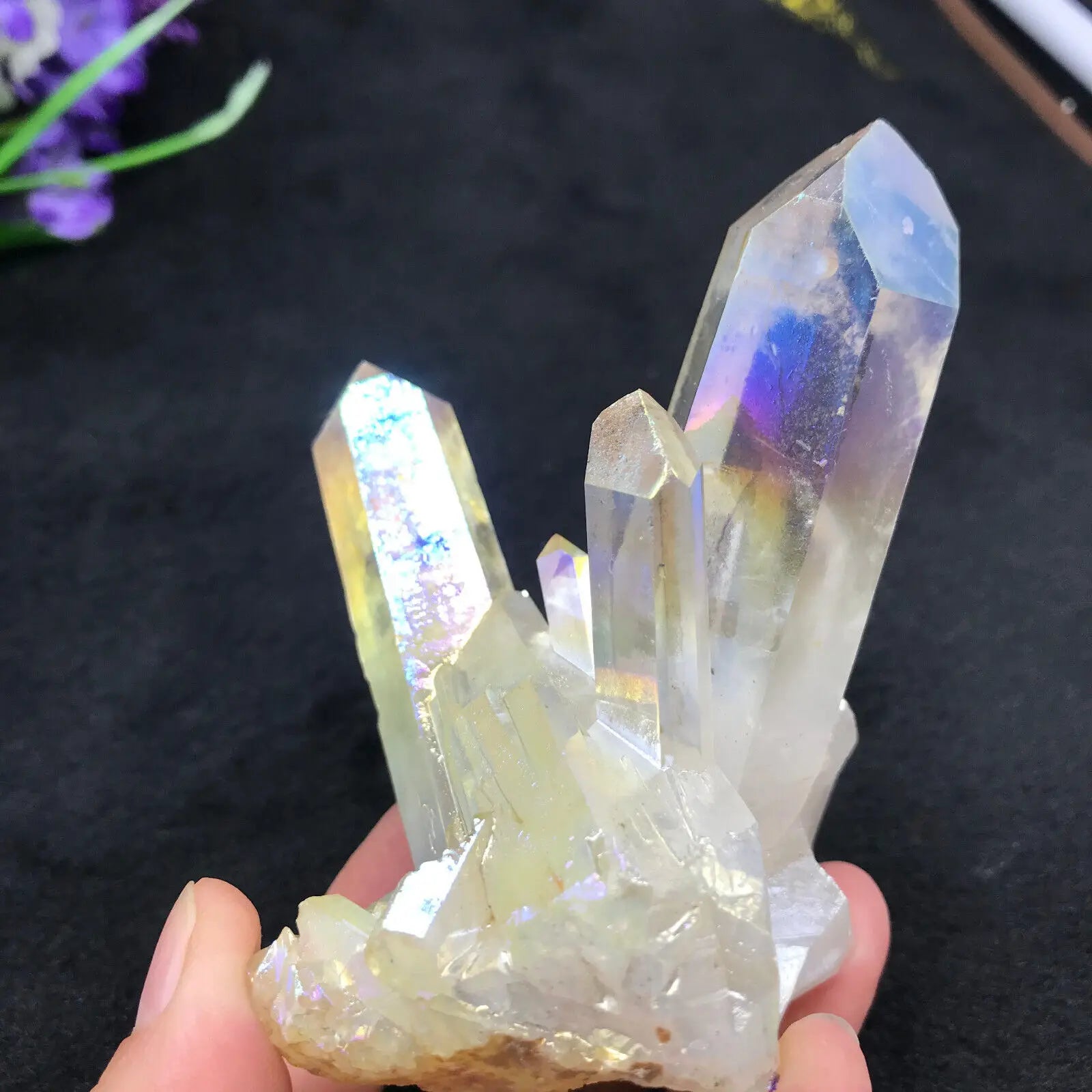 Rainbow Angel Aura Quartz Crystal Cluster | Crystals | Wiccan Center