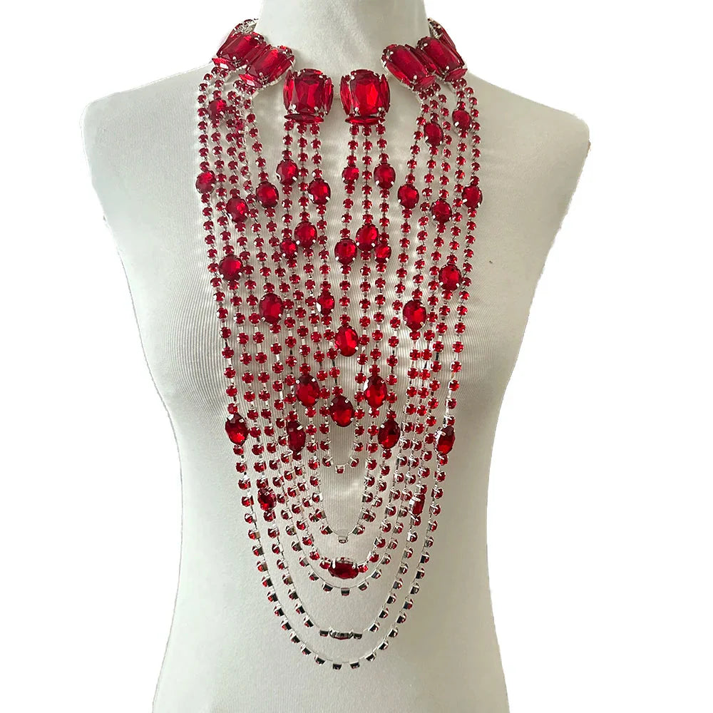 Long Tassel Rhinestone Glass Crystal Drop