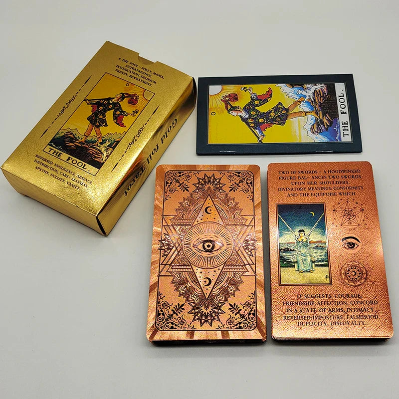 New Version Plastic Tarot Rider Waite Waterproof Gold Foil Tarot Deck With Nice PVC Package Prediction Cards Game | | Wiccan Center