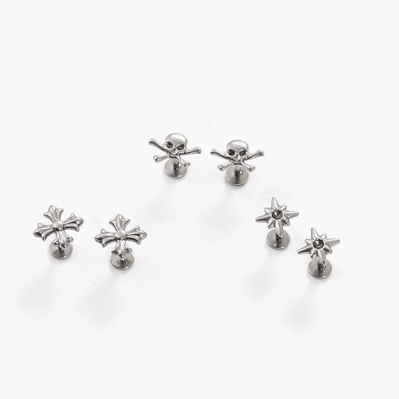 G23 Titanium Cross Lip Piercing 16G Gothic Skull Labret Tragus Helix Cartilage Nose Jewelry Body Piercing Accessory | | Wiccan Center