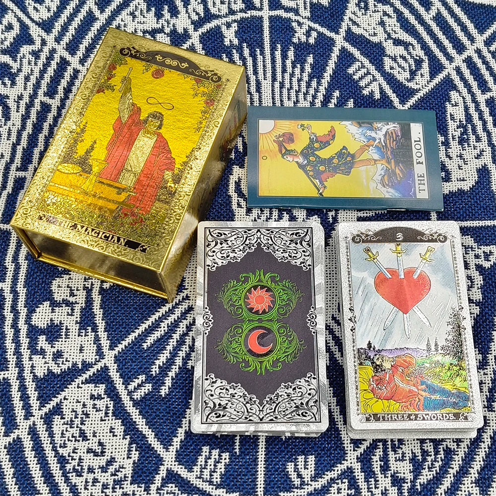 New Version Black Hot Stamping Gold foil Tarot Cards Plastic Rider Oracle Deck For Beginners And Collectors | | Wiccan Center