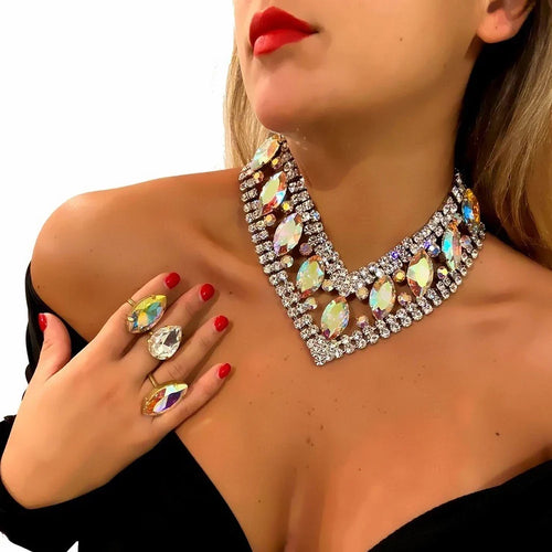AB Rhinestone V Shape Crystal Drop | Necklaces | Wiccan Center