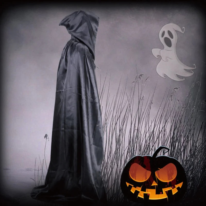 Black Hooded Cloak – Unisex Long Halloween Costume Cape | | Wiccan Center