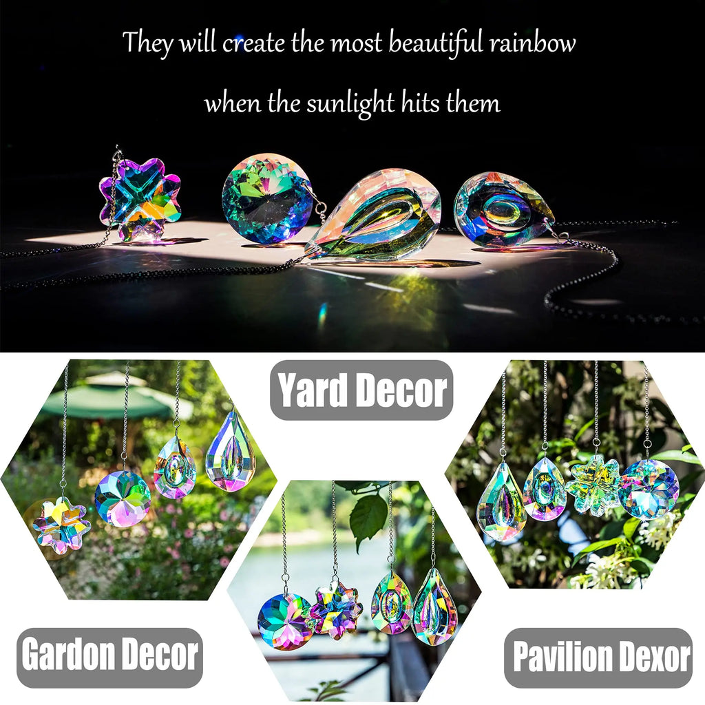 4pcs Clover-Shaped Round Crystal Pendant Crystal Rainbow Sun Catcher Wedding Decor Home Wedding Party Decoration Ornament | | Wiccan Center