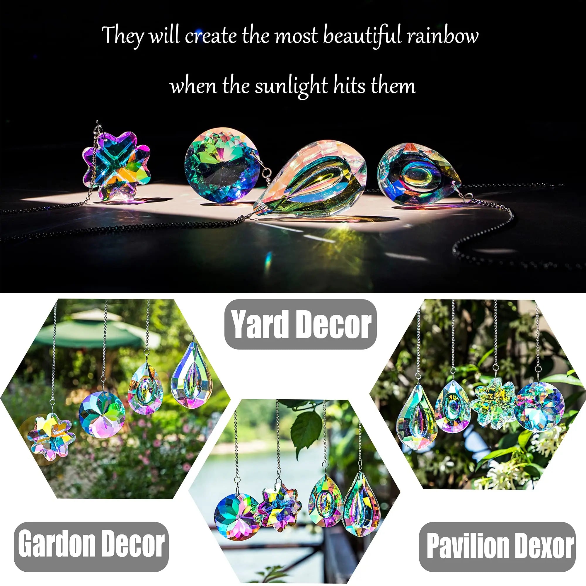 4pcs Clover-Shaped Round Crystal Pendant Crystal Rainbow Sun Catcher Wedding Decor Home Wedding Party Decoration Ornament | | Wiccan Center