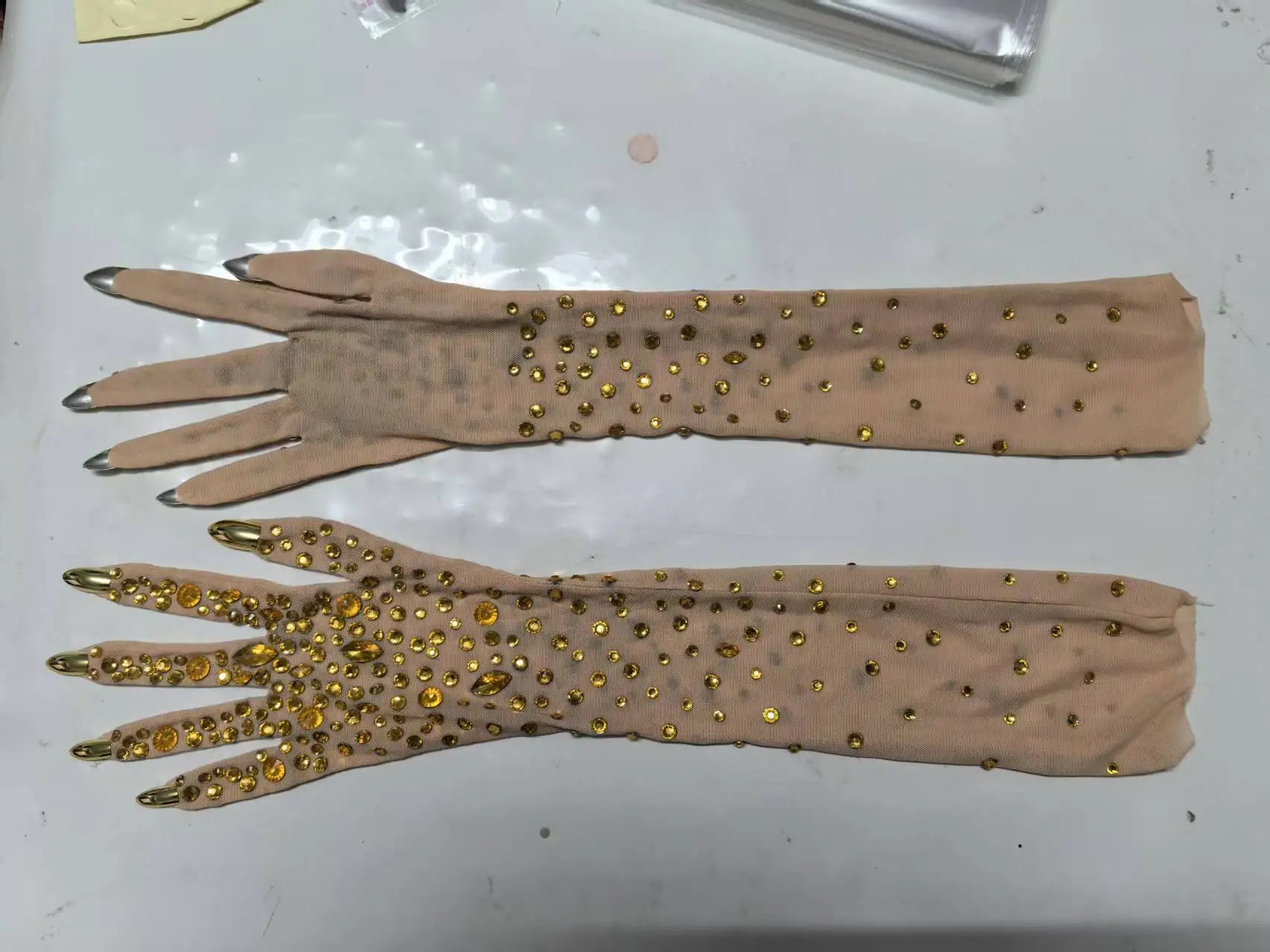 The Stardust Illusion Rhinestone Gloves – Luxury Crystal Mesh Opera Gloves | Gloves | Wiccan Center