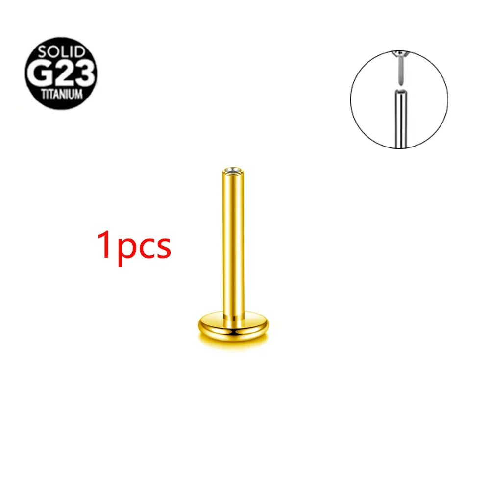 Threadless Labret Rod Piercing G23 Titanium Push In Stud Cartilage Flatback Nose Stud Piercing Body Jewelry | | Wiccan Center