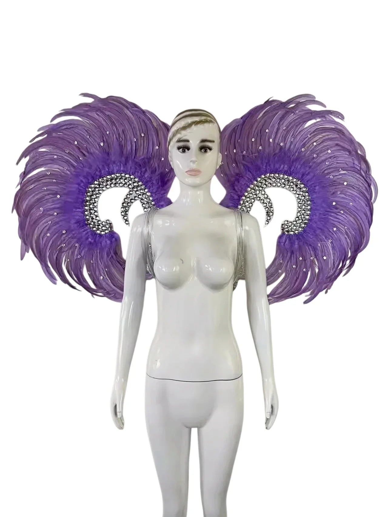 Showgirl Feather Wing Backpiece with Rhinestone Scroll Frames | Back Pieces | Wiccan Center