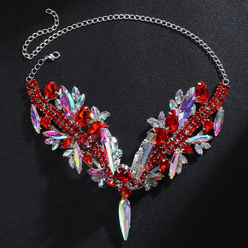 Multicolored Rhinestone Choker Crystal Drop | Necklaces | Wiccan Center
