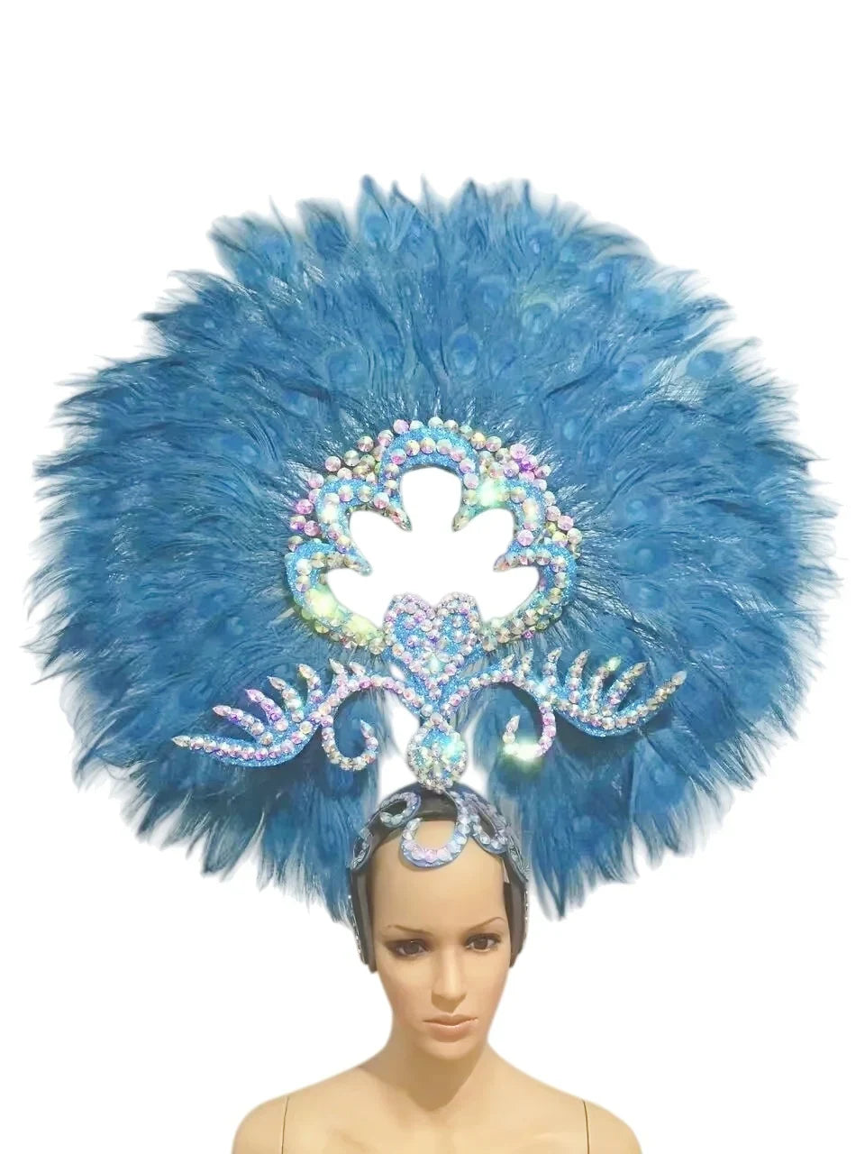 The Stardust Sovereign – Majestic Feathered Samba Carnival Headdress | Headdress | Wiccan Center