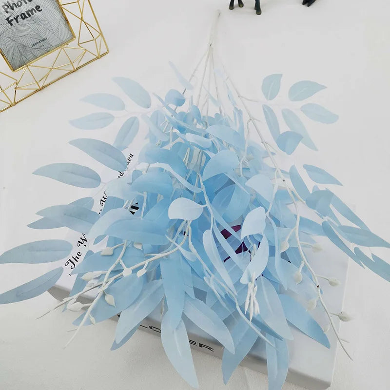 Artificial Plants Leaf Green Long Branch Fake Eucalyptus Flower Arrangement Accessories Wedding Home Decoration Fake Floral