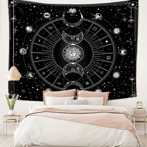1pc Sun Moon Horoscope Divination Printed Tapestry Home DecorTapestry Wall Decor | | Wiccan Center