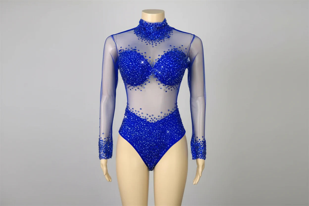 Rhinestone Encrusted Mesh Performance Bodysuit | Bodysuit | Wiccan Center