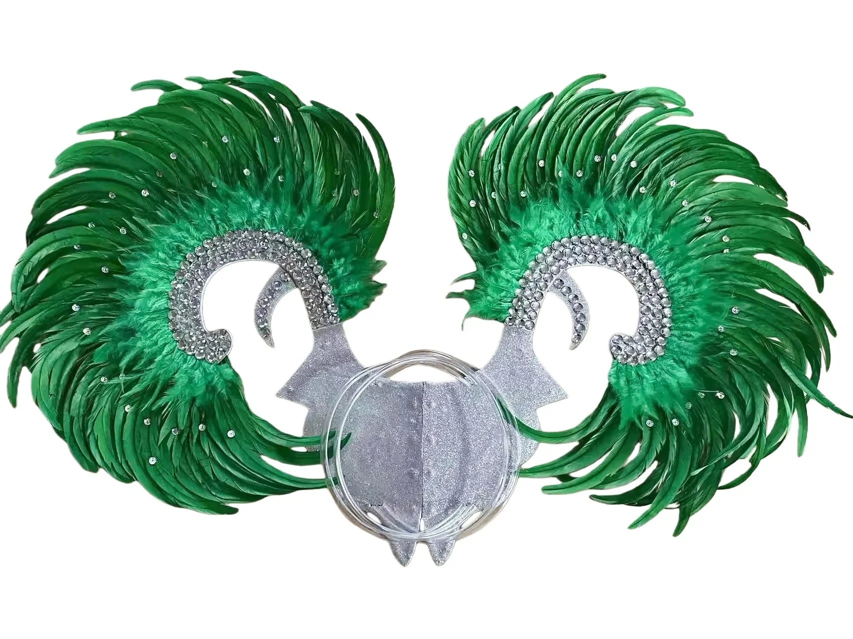 Showgirl Feather Wing Backpiece with Rhinestone Scroll Frames | Back Pieces | Wiccan Center