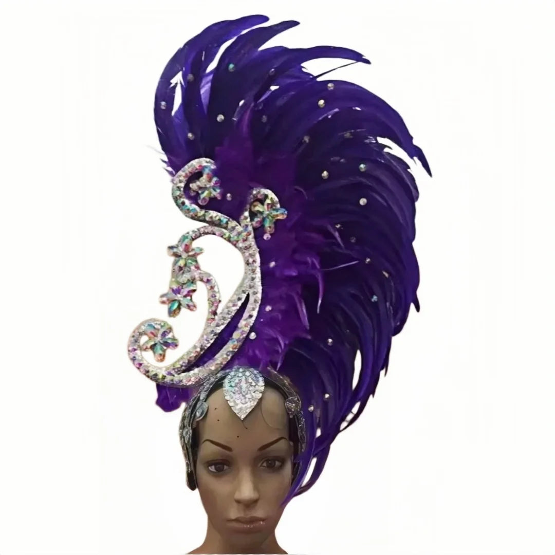 The Stardust Royal Plume – Feathered Carnival & Cabaret Stage Headdress | | Wiccan Center