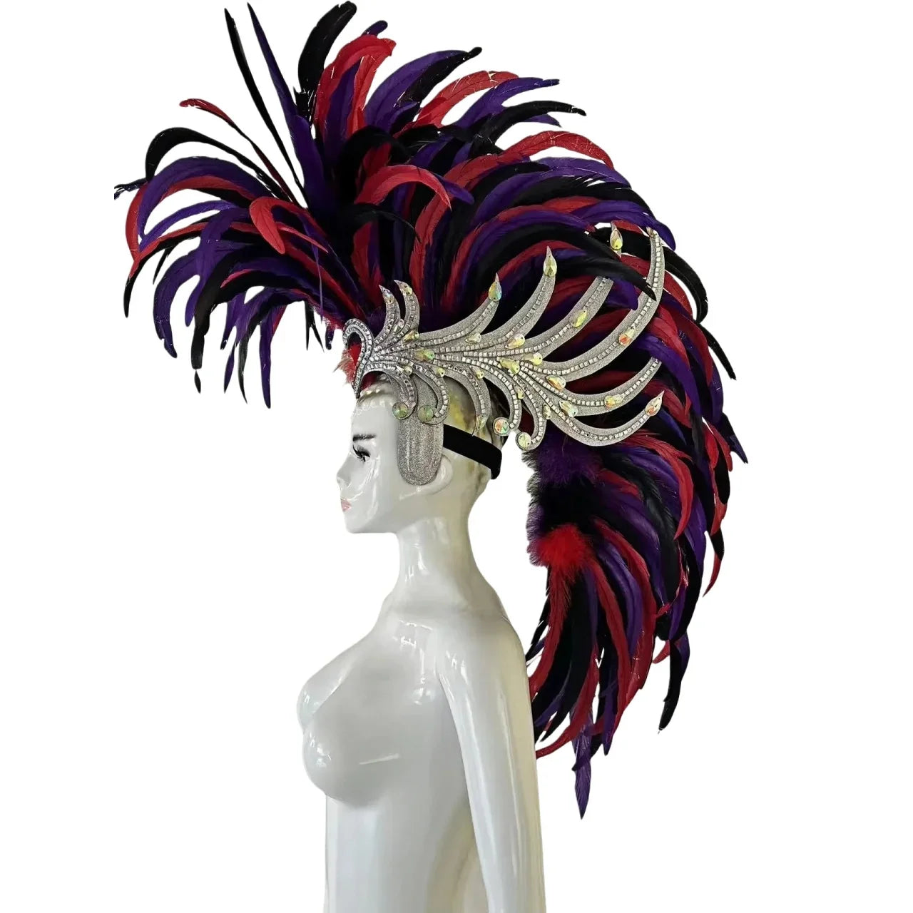 The Stardust Dynasty – Majestic Velvet & Feather Samba Masquerade Crown