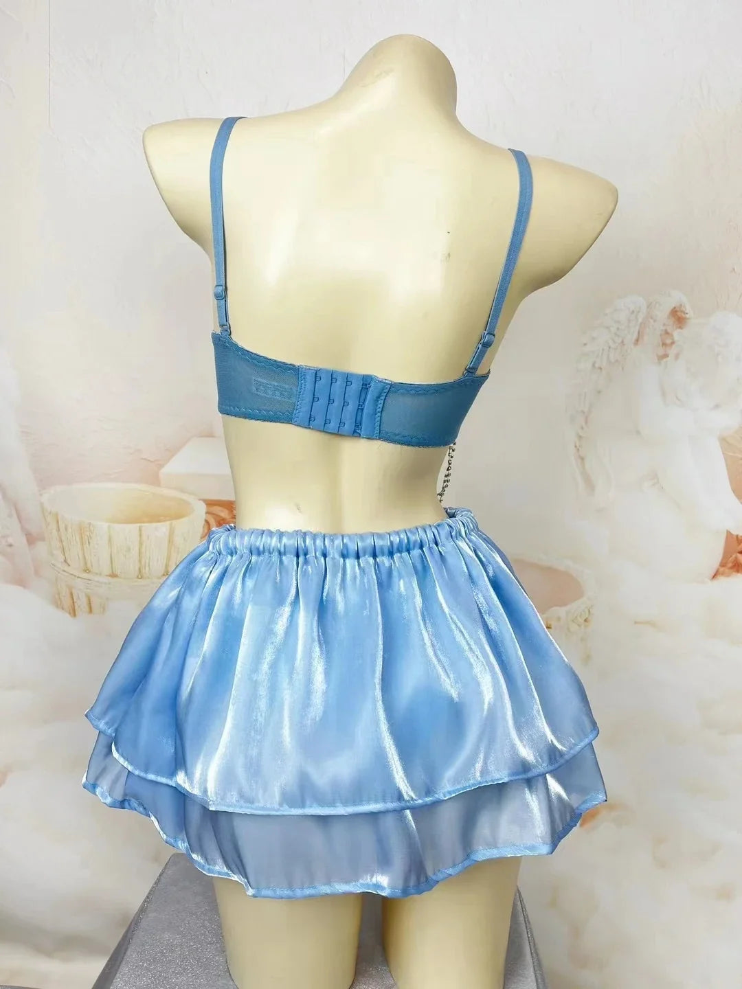 Sapphire Blue Rhinestone Bikini & Micro Skirt 2-Piece Stage Dance Costume Set | Costume Sets | Wiccan Center