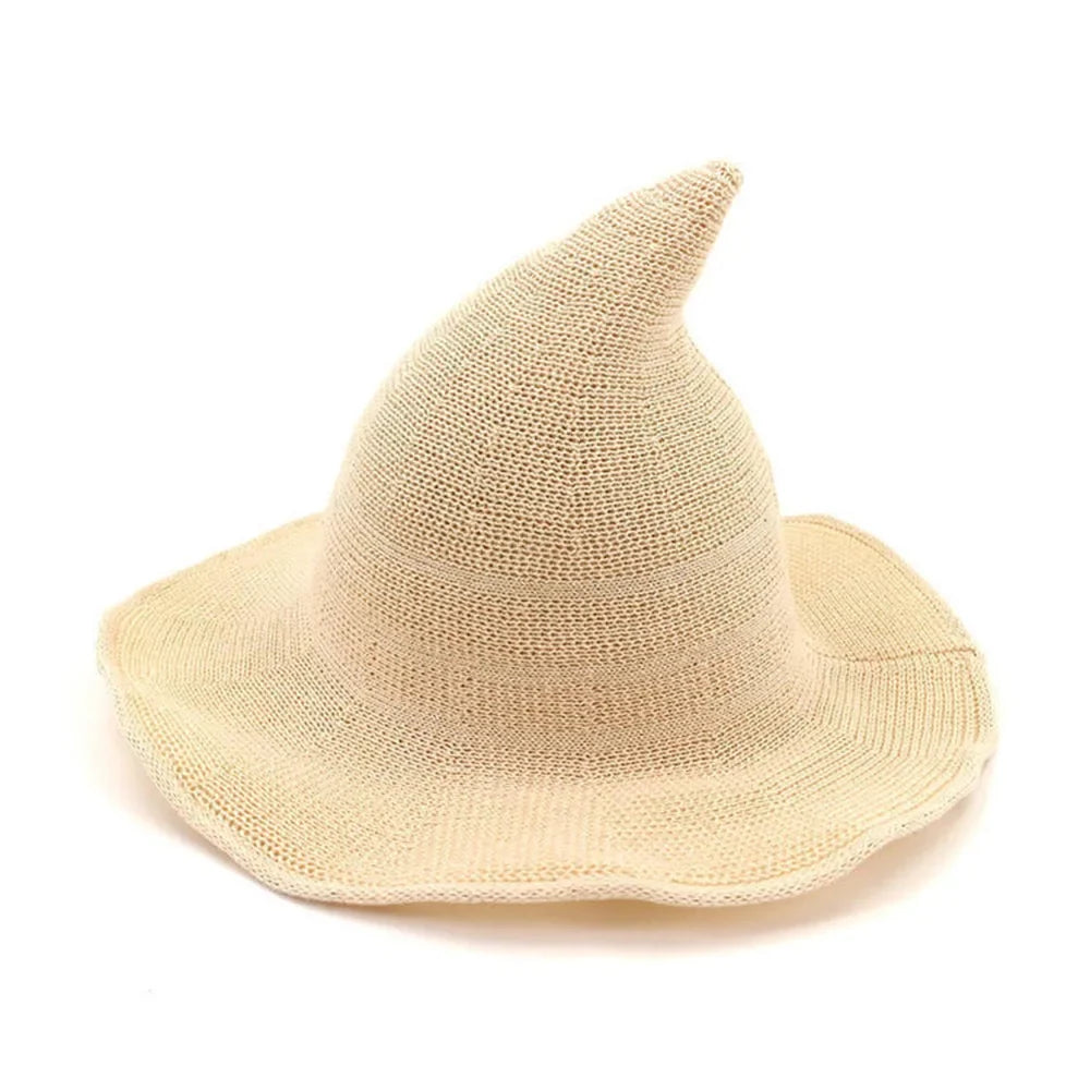Halloween Witch Hat Long Point Knitted Cap with Wide Brim for Adults | | Wiccan Center