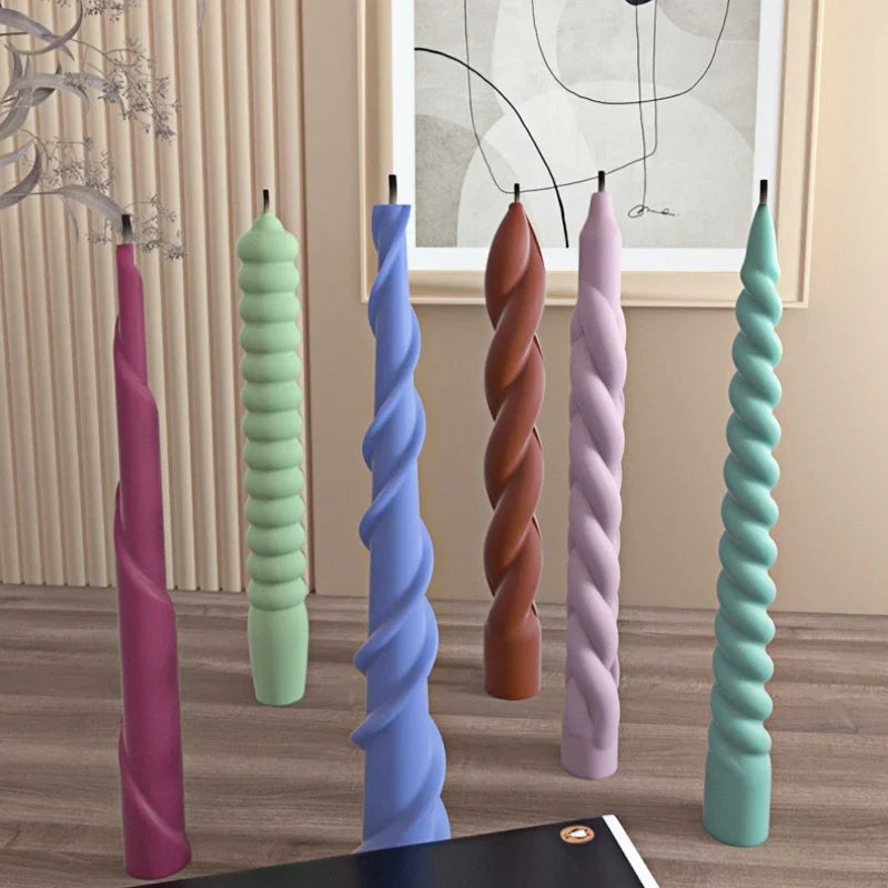 Geometric Spiral Candle Silicone Mold DIY Twisted Rod Wax Rod Silicone Mold Home Decor Tools Geometric Candle Making Supplies