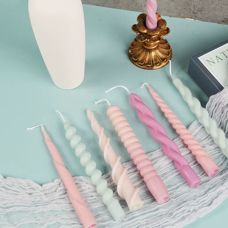 Geometric Spiral Candle Silicone Mold DIY Twisted Rod Wax Rod Silicone Mold Home Decor Tools Geometric Candle Making Supplies