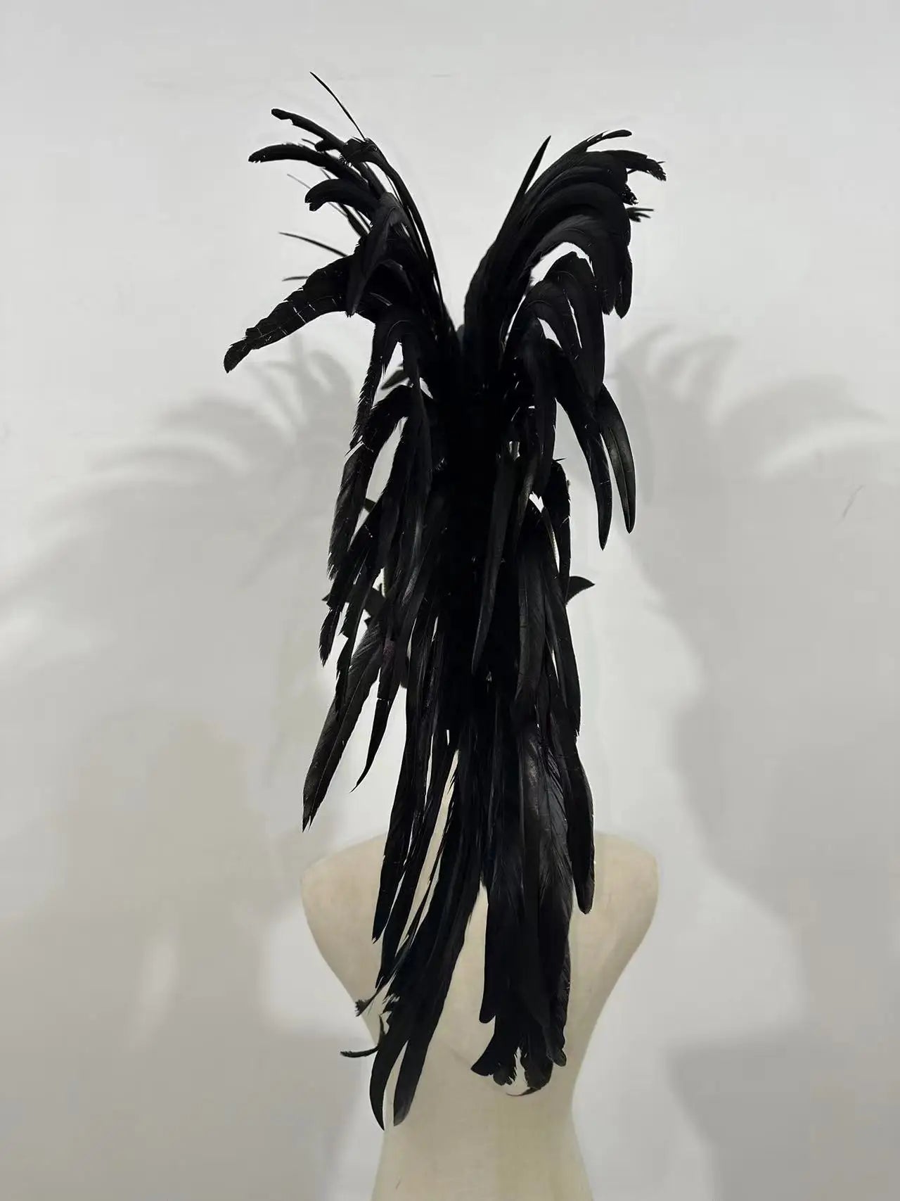 The Stardust Dark Empress – Premium Black Feathered Carnival & Gogo Headdress