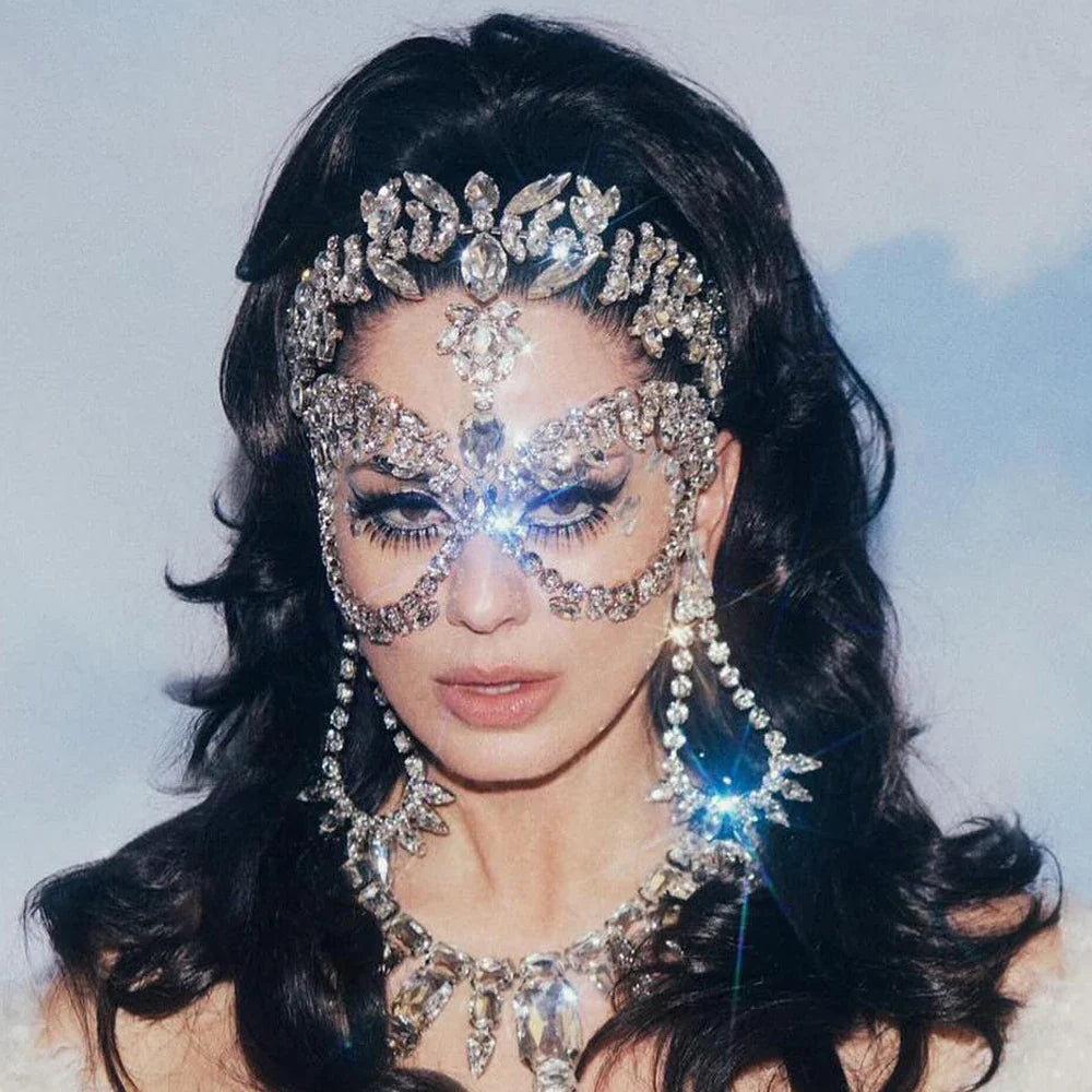 Exaggerated Rhinestone Masquerade Jewelry Face Mask | Masks | Wiccan Center