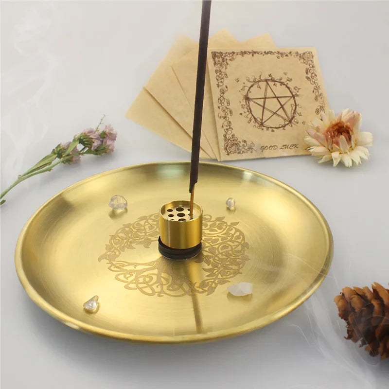 Gold Altar Plates | incense holder | Wiccan Center